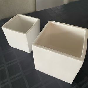 White Cubed Vases (Set of 2)